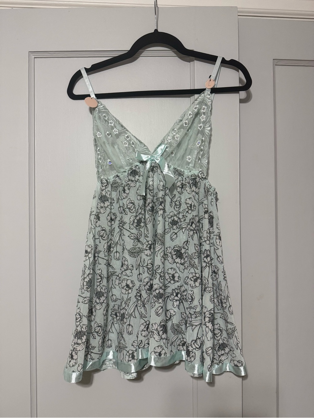 NWT Light Mint Floral Lace Nighty and Matching Panties